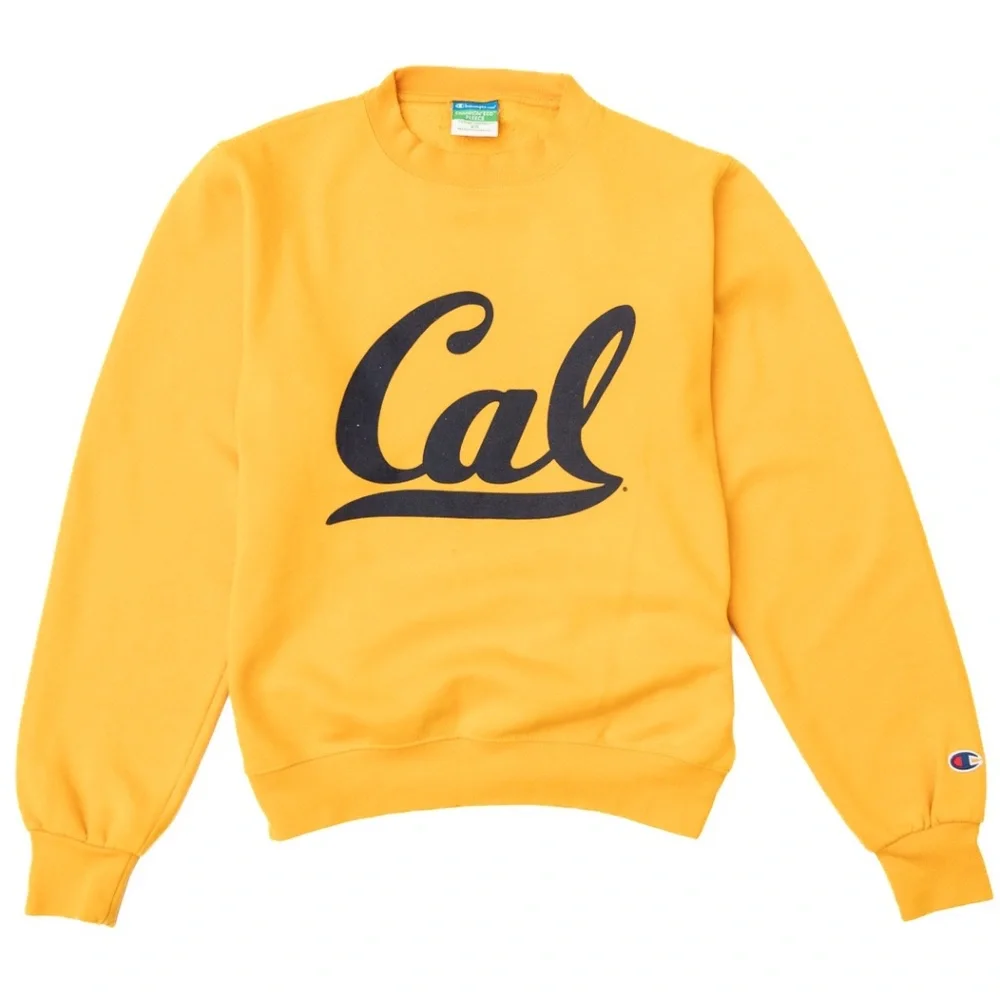 Women's XS Champion Brand Yellow California University CAL Crewneck Sweatshirt - Picture 1 of 5